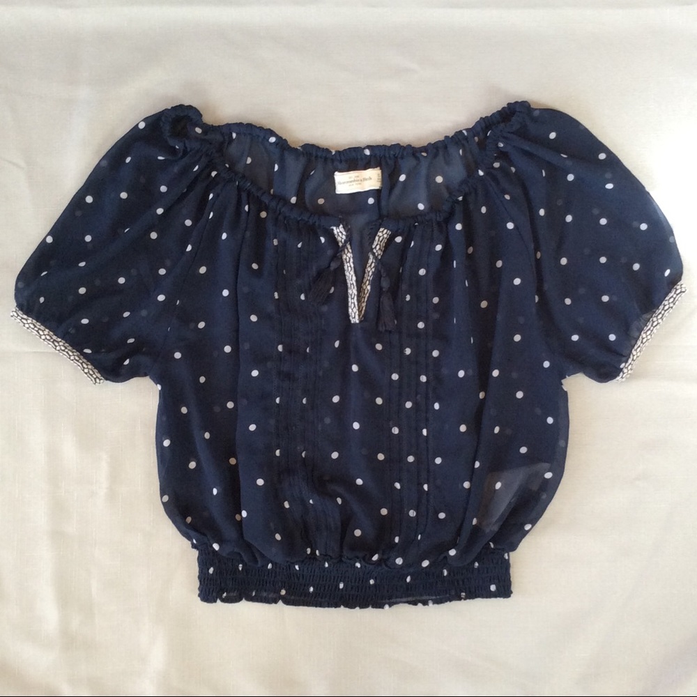 Abercrombie & Fitch Sheer Top. Navy Blue.
